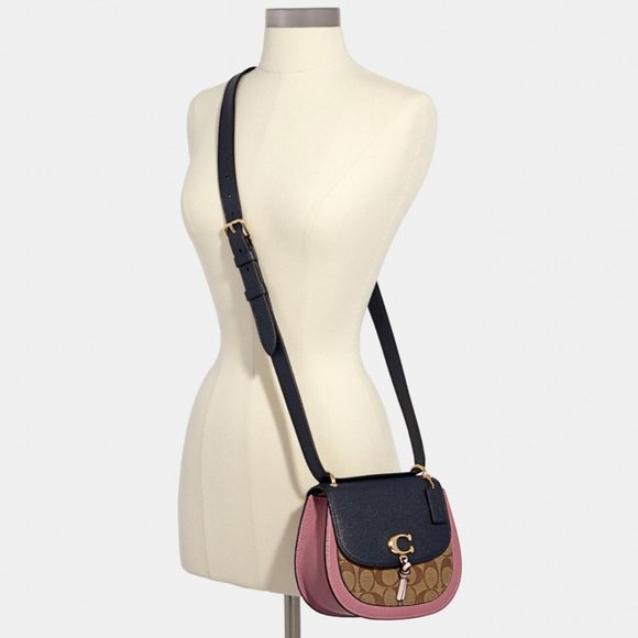 $239 *NEW* COACH Im/Khaki/Midnight Blue Multi Saddle Bag - Picture 13 of 15